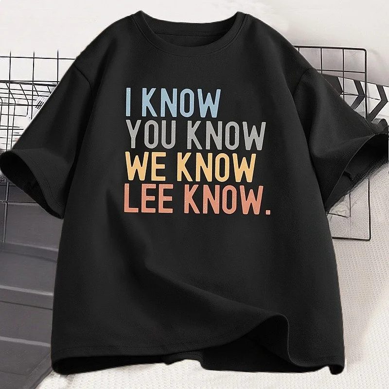 I Know You Know Lee Know Y2K T-shirt Men Women Summer Short Sleeve Round Neck Loose Casual Tee