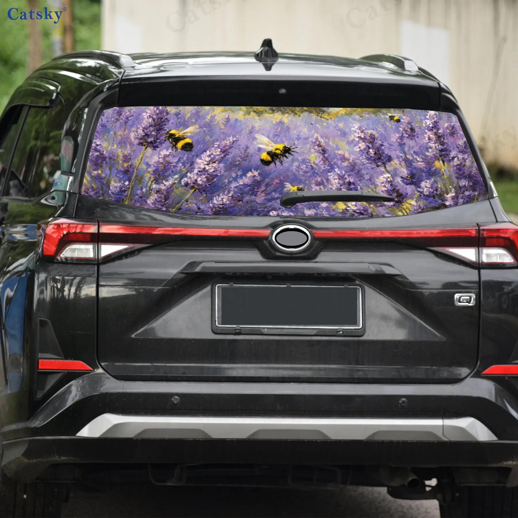 لافندر فيلد بيز مشغول مغامرة بولي كلوريد الفينيل مثقب سيارة الفينيل يلتف ، دائم ملصق الزجاج الأمامي الخلفي للسيارة ، مقاوم للماء سيارة الخلفية فوز #4