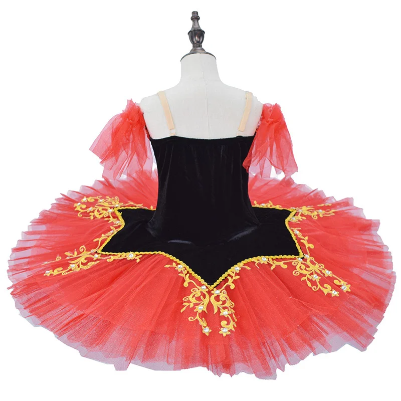 Professional Ballet Tutu Red Paquita Ballet Pancake Swan Lake Tutu Ballerina Costumes Dancing Costume Figure Skating Dress Girls