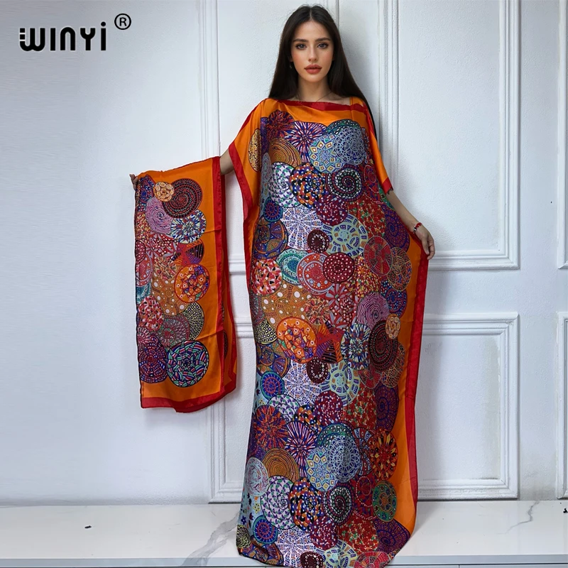 

WINYI muslim african traditional dress for woman abaya dubai luxury Kaftan evening dress Elegant Maxi Length Dress beach covers