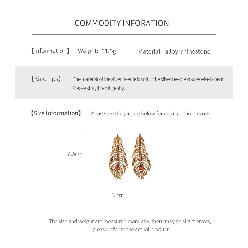 Chic Tassel Feather Dangle Earrings Peacock Women Sparkling Rhinestone Fashion Jewelry Elegant Drop Earring Party Special Looks