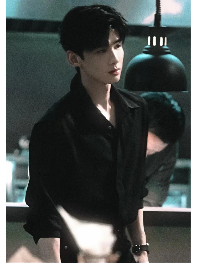 

Мужская повседневная внутренняя одежда Bla Long Sve irt белого цвета, модель Jingting Yangyan, для весны и осени, сдержанный стиль, подходит как верхняя одежда