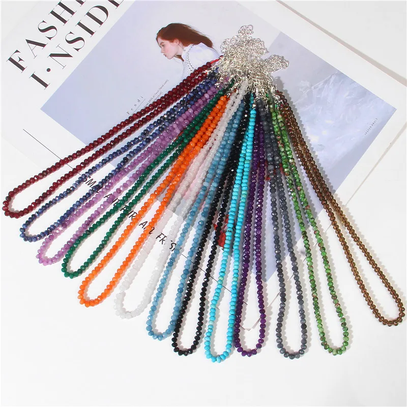 Natural Raw Gem Stone Necklace Lapis Tourmaline Spinels Quartz Necklace Faceted Bead Necklaces Fashion Girl Woman Jewelry Gifts