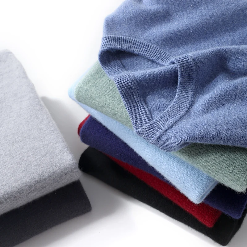 Autumn And Winter Men's Round Neck Wool Pullover Sweater Solid Color Young And Middle-Aged Knitted Bottoming Shirt