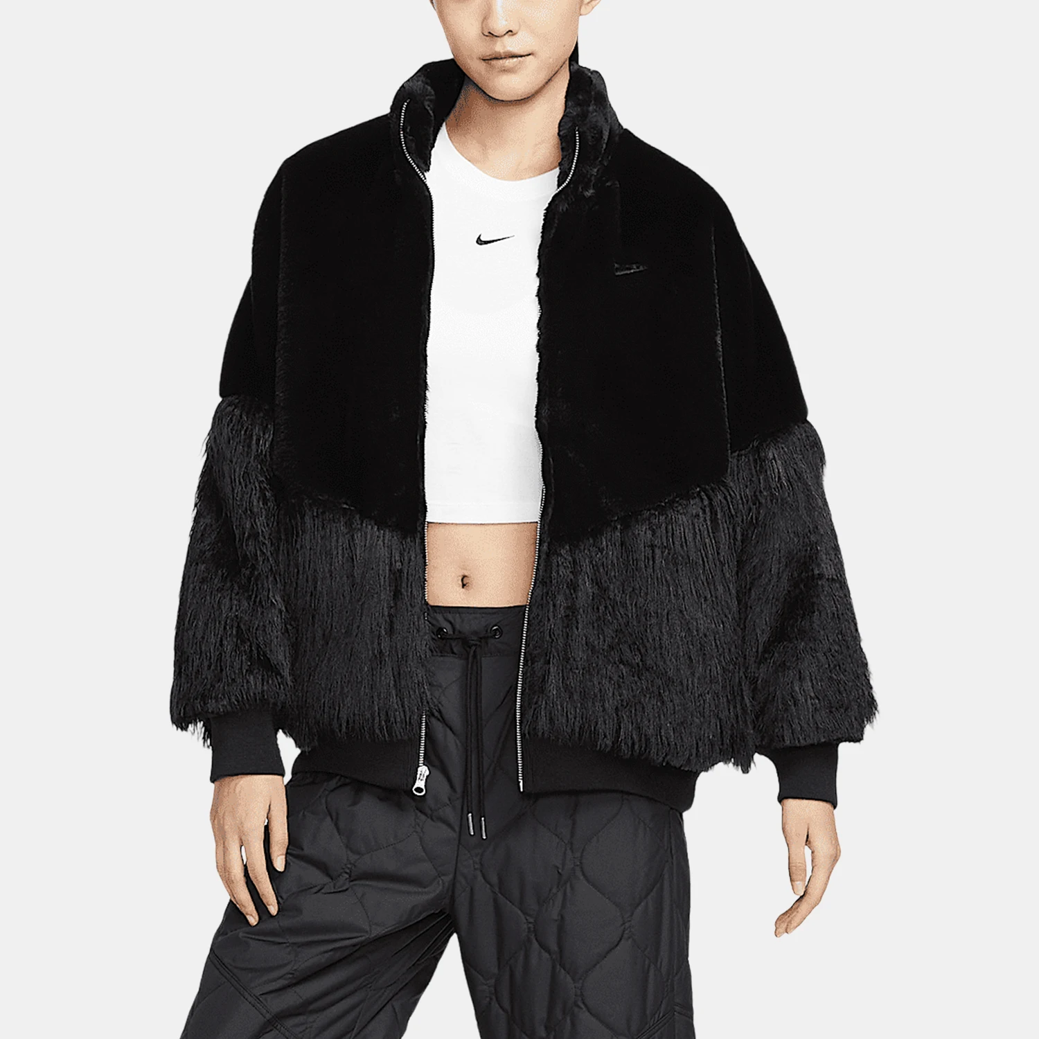 Nike Genuine Sportswear Women's Splicing Fashion Trendy Stand up Collar Jacket HV8464-010