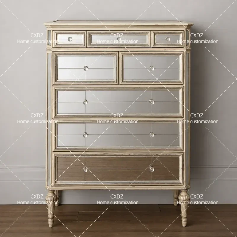 Solid Wood Chest Cabinet Modern Simple Storage Locker with Drawers Light Luxury Side Cabinet for Living Room Home Furniture