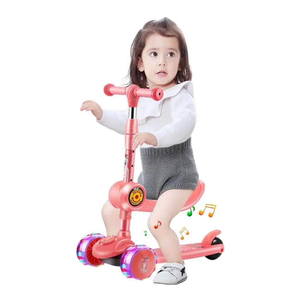 Children 3 Wheel Kick Scooter Aluminum alloy skateboard kids Adjustable Height Flashing Light Wheel Foot Scooters Toys Gifts