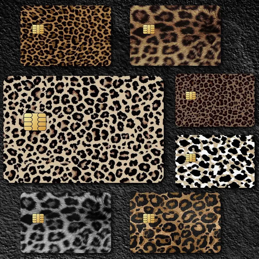 Adesivos de pele de cartão de crédito com estampa de leopardo para cartão bancário, ônibus, metro, presente à prova d'água