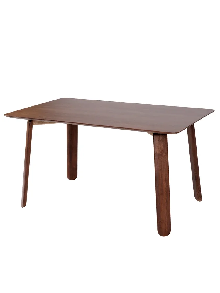 

Solid wood dining table and chair combination modern simple dining table black walnut dining room rectangular table