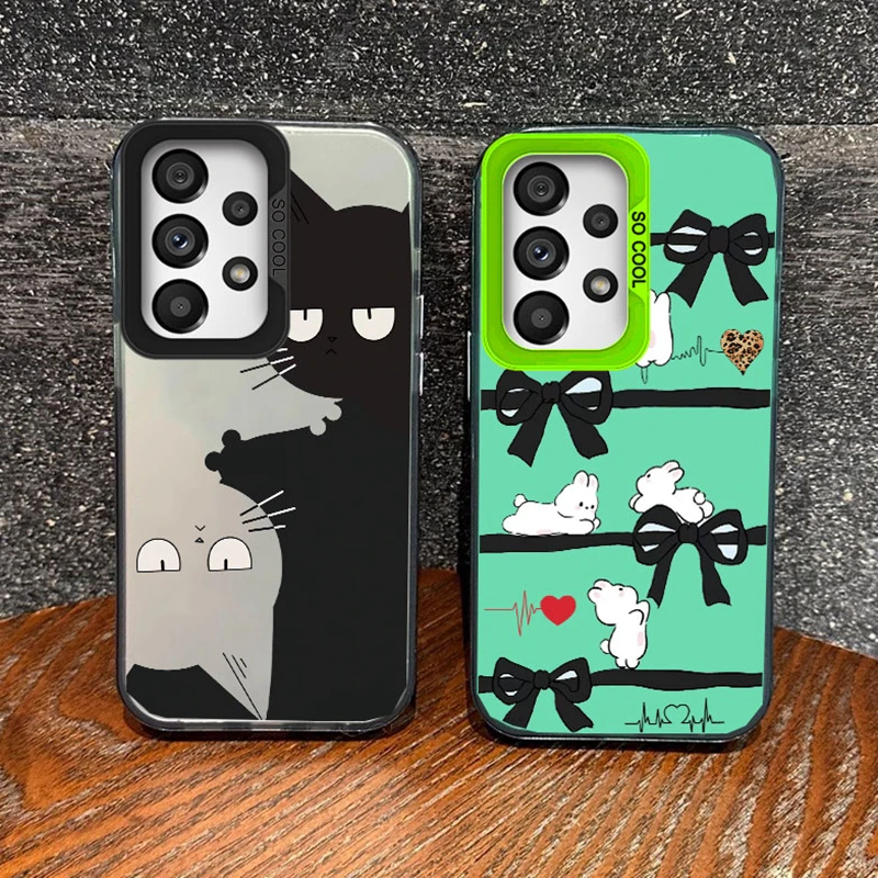 Smile Face Butterfly Cute Cat Phone Case For Samsung Galaxy A53 A33 A32 A12 A52 M55 M35 S20 FE Printed Shockproof Silicone Cover