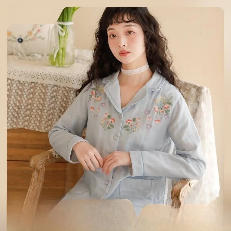 pas-womens-double-layer-garza-filato-di-cotone-sweet-spwear-long-sve-pantaloni-lunghi-rotondi-ne-home-clothes-set-di-biancheria-intima