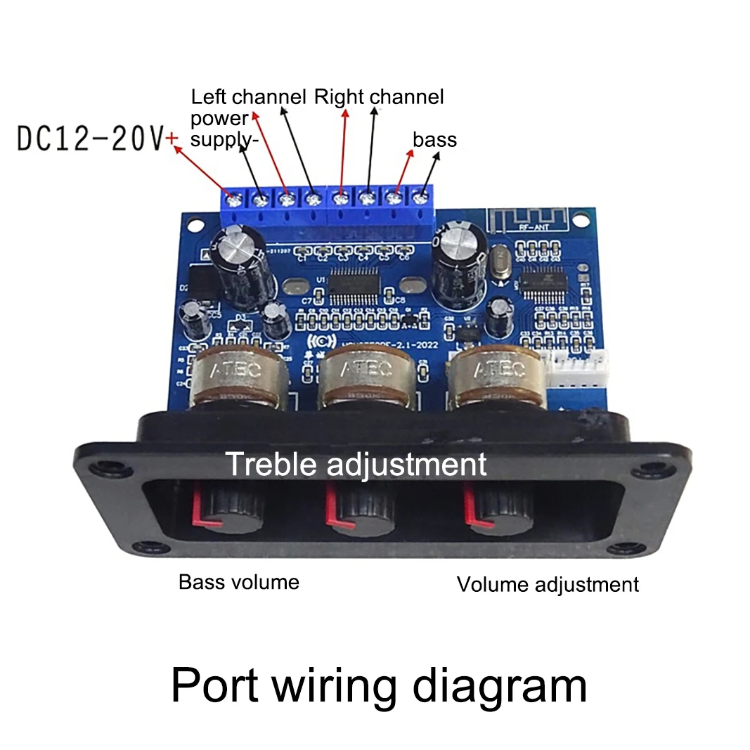2.1 Channel Digital Power Amplifier Board 2X25W+50W Bluetooth 5.0 Subwoofer Class D Audio Amplifier Board DC 12-20V
