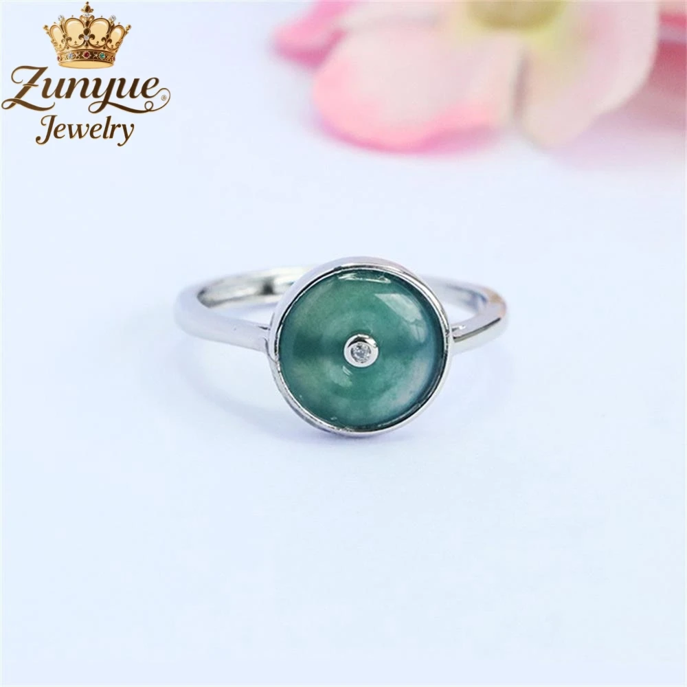 

Natural A-Grade Blue Water Jadeite Peace Lucky Ring Luxury Quality Jewelry Fashion Jewelry Exquisite Elegant Popular Charms Gift