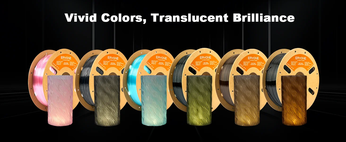 ERYONE 3KG PETG High-Speed Transparent Series 3D Filament, Multicolor Available, Max Print Speed 500mm/s, 1KG/Spool