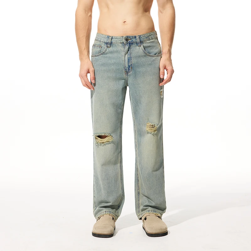 

new clanfit straight-leg version lysel ripped straight-leg jeans for summer and spring