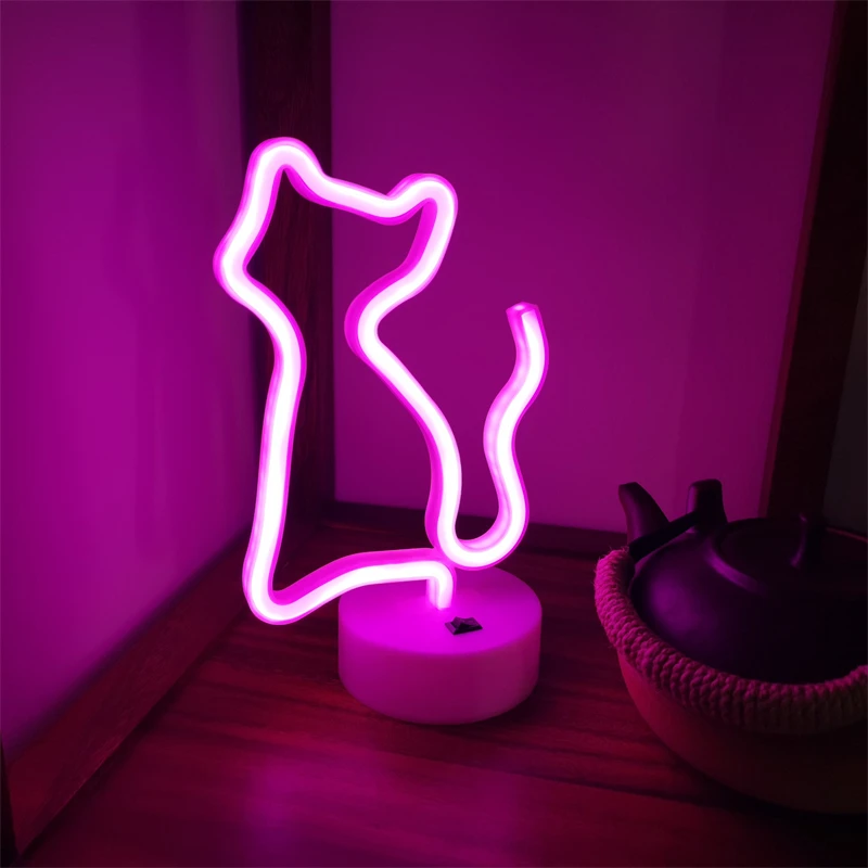 Cute Cat LED Neon Light Festival Decoration Luminous Neon Lamp Bedroom Living Room Party Home Decor Night Lamp