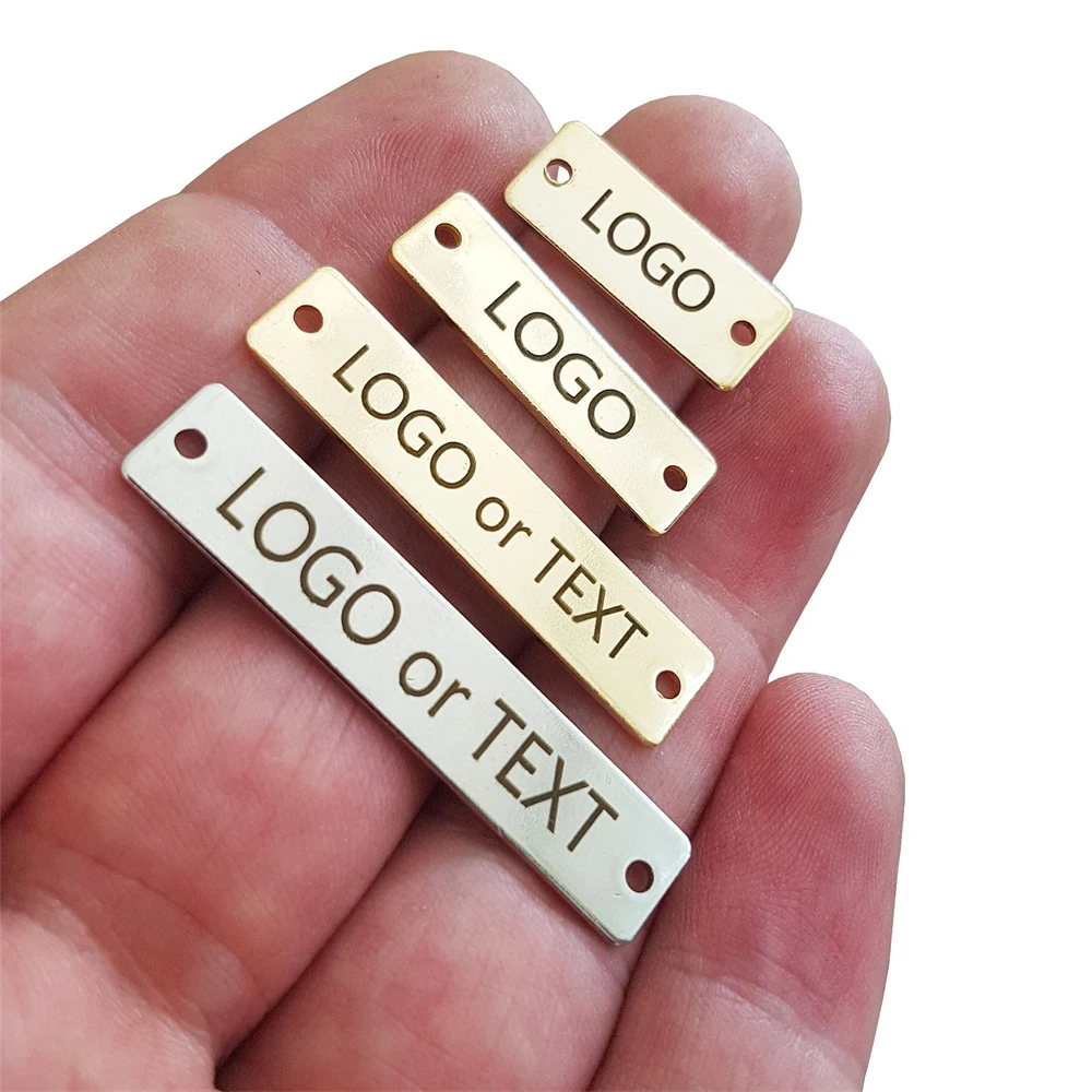 

2pcs Personalised Clothing Metal Tag Engraved Logo Bag Label Custom Name Hat Tags Stainless Steel Jewelry Rectangle Bar Labels