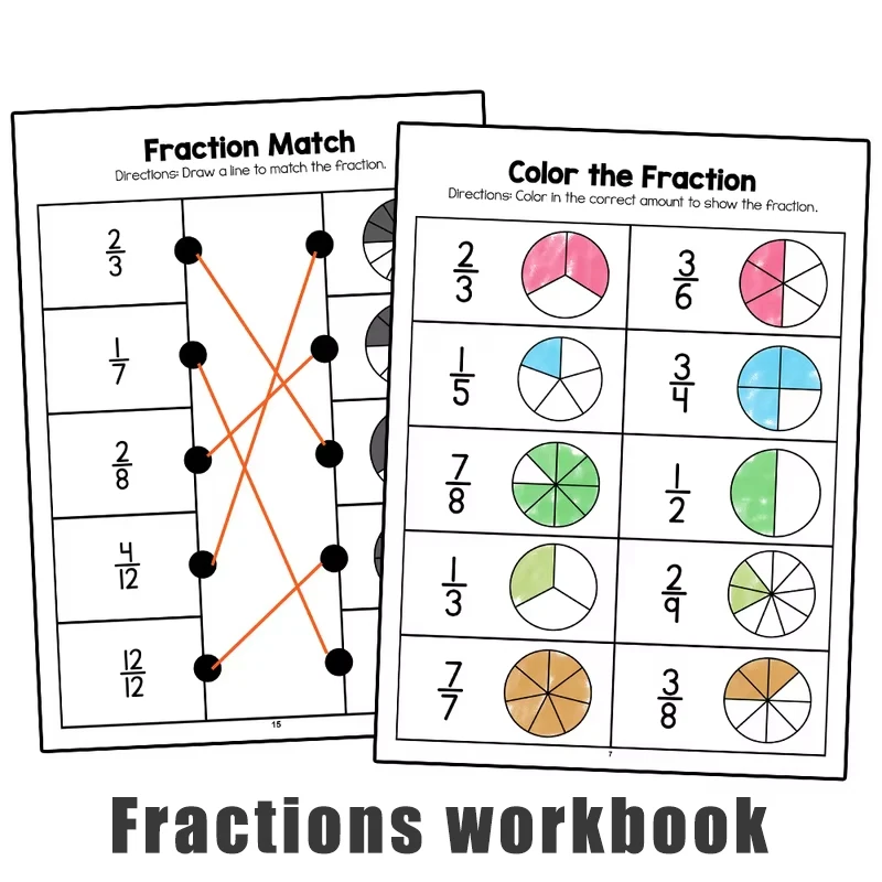 Grade 3-4 Montessori Training Test Book Primary School Fraction Exercise Book Teaching Aids Math Arithmetic Learning Books