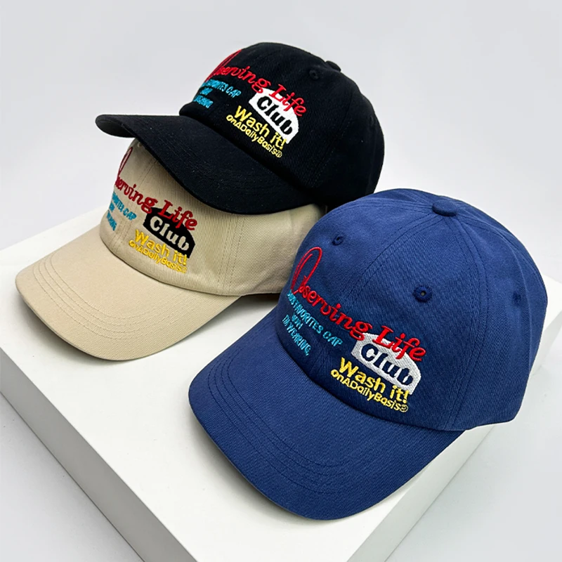 

New Men Women Retro Colored Letters Embroidery Baseball Hats Sunshade Versatile Korean Breathable Snapback Caps Fashion Couple