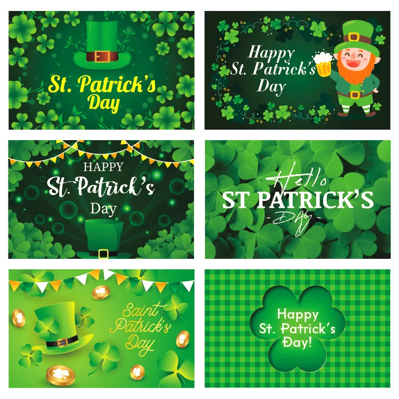 

2023 Happy St. Patrick's Day Background Cloth Flag Door Garlands Wall Hanging Pendant Irish Day Clover Lucky Grass Banner