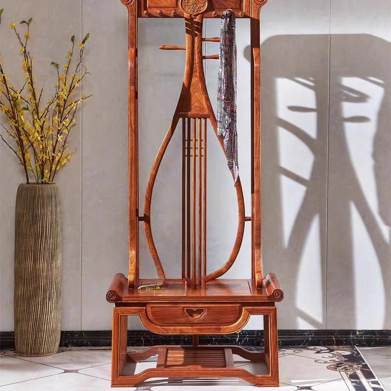 

Hedgehog red sandalwood hanger New Chinese rosewood, solid wood coat rack Bedroom floor hanger