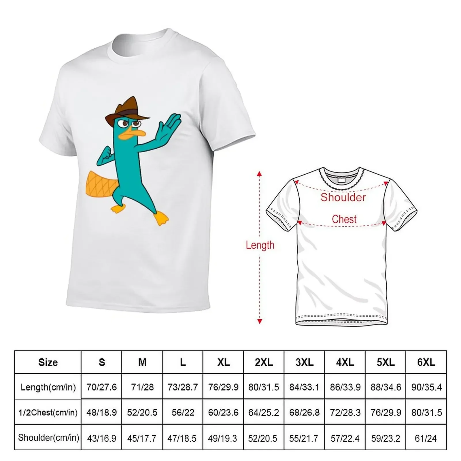 Perry the Platypus T-Shirt quick-drying Short sleeve tee graphic tee shirt baggy shirts mens champion t shirts