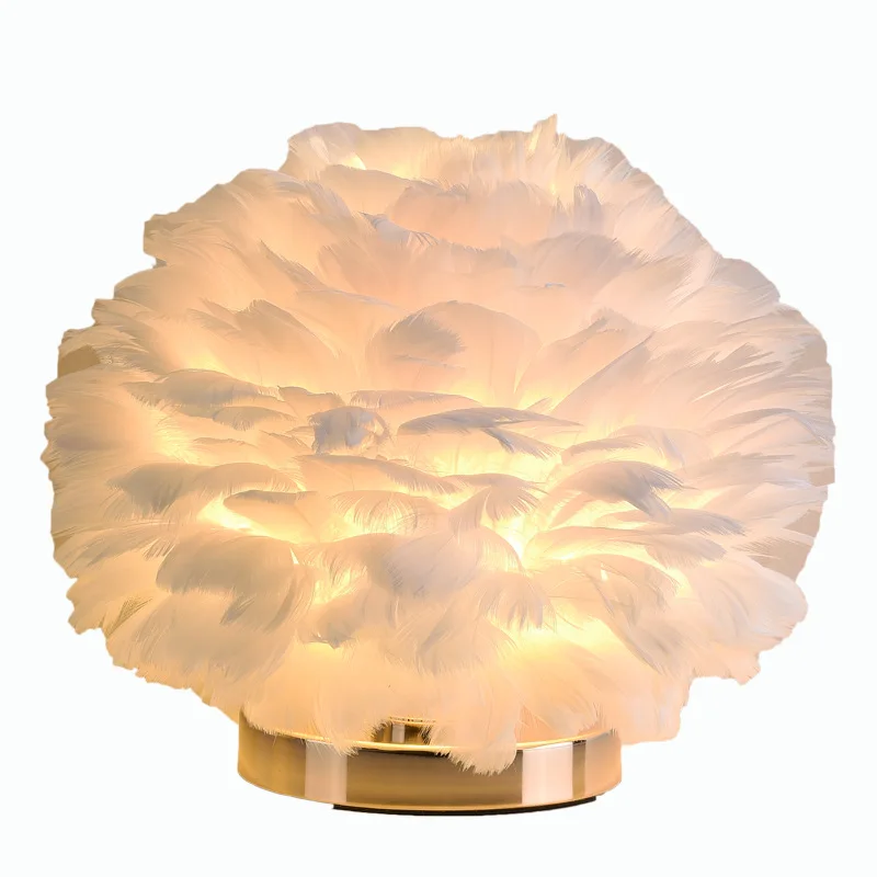 Imagem -05 - Moderno Pena Luminária de Mesa Iluminação de Cabeceira do Quarto Criativo Menina Romântica Childrens Living Room Nordic Desk Study Decor Light