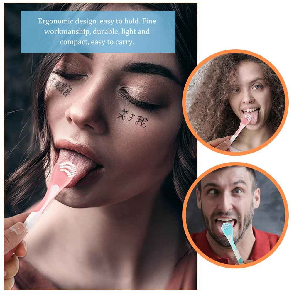 3 قطعة مكشطة اللسان للعناية بالفم فرشاة تنظيف اللسان المهنية السلس واسعة الرأس آمنة فعالة الاستخدام اليومي نظافة الأسنان #5