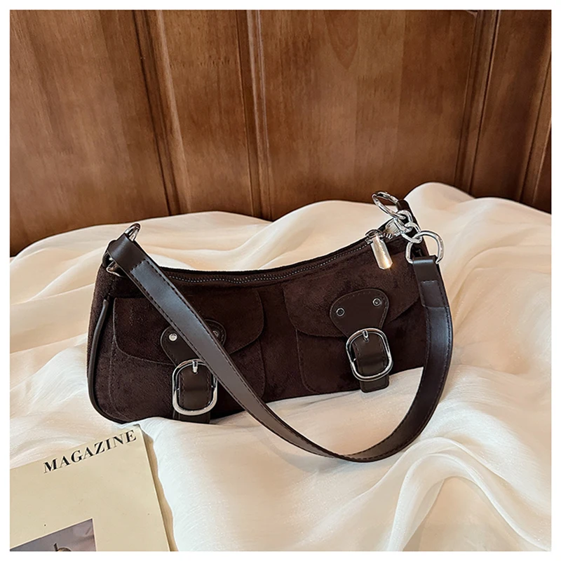 

Высококачественная женская сумка на плечо в корейском стиле, однотонная текстурированная кожаная мягкая сумка подмышки, новинка 2025, классическая сумка через плечо в стиле ретро