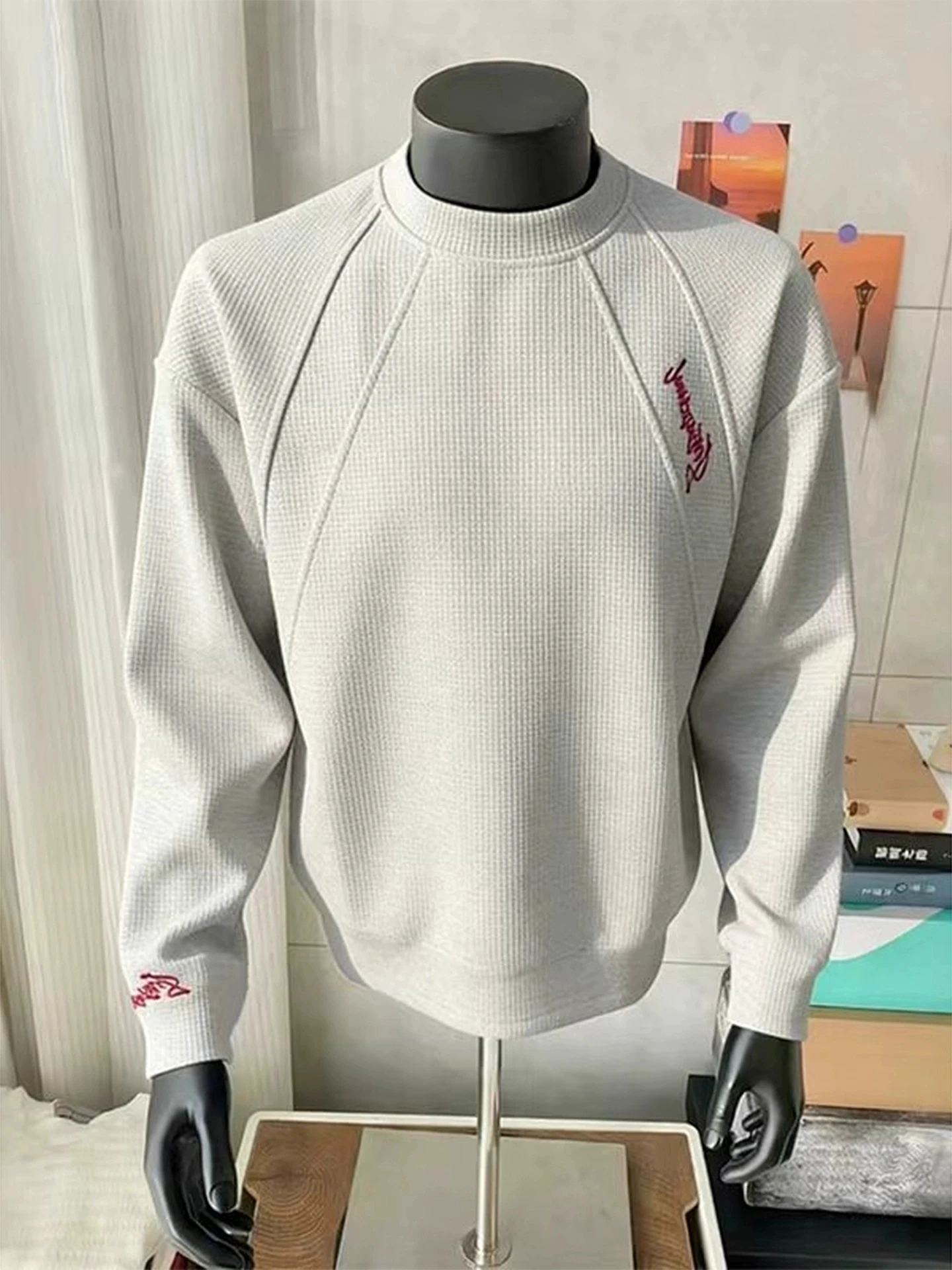 

Ретро-корейский свитшот с круглым вырезом и вышивкой букв, свободного кроя, с длинными рукавами, женский, осенний, повседневный топ, удобный для поездок на работу