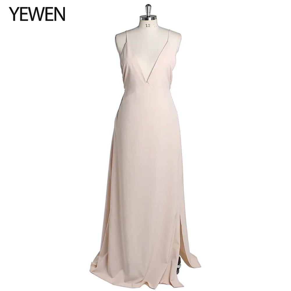 Backless V Neck Stretchy Waist Maternity Dress for Photo Shoot Side Slit Slip Dress Photography Props YEWEN