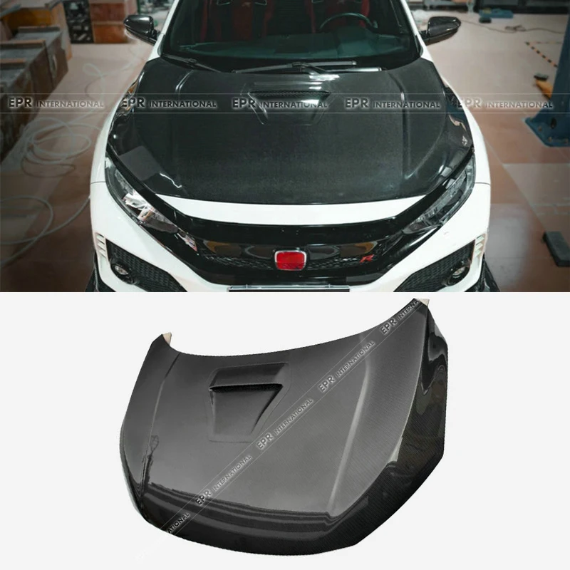 

For OEM Style Carbon Fiber Hood for 2017-2023 Honda Civic Type R FK8 - Direct Replacement