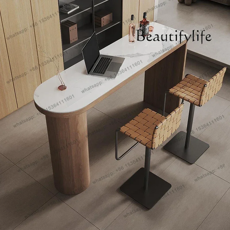 خمر الجوز بار الشمال المنزل خشب متين طاولة بار مكتب غرفة المعيشة روك بلاطة بار #5