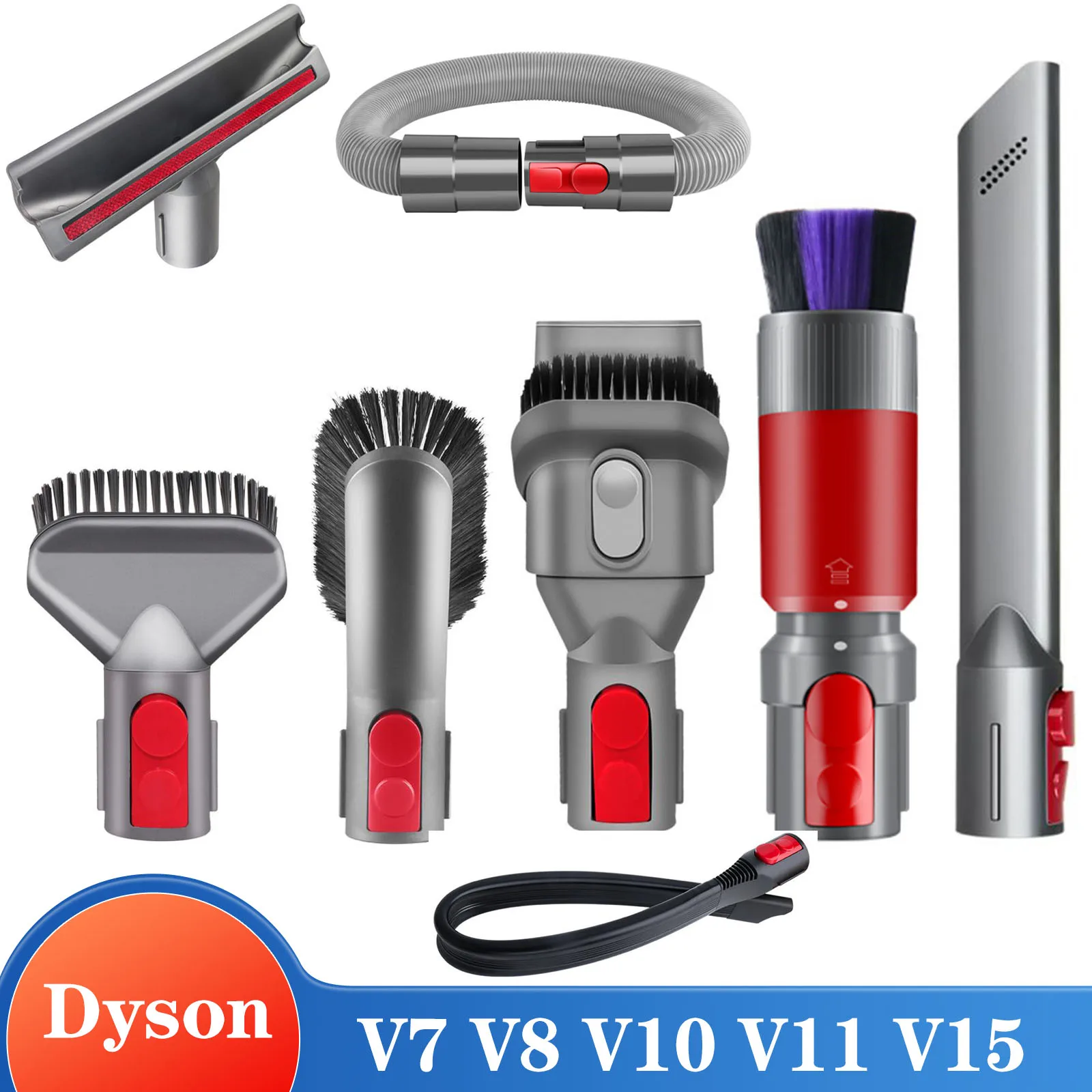 Image of Kompatibel mit Dyson V7 V8 V10 V11 V15 Staubsauger Zubehör Aufsatzwerkzeug-Set Fugenbürste Schlauch Sofa-Staubbürste Teilesätze
