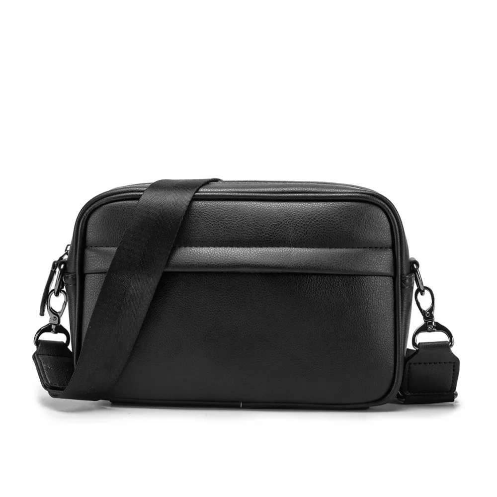 Bolsa tiracolo de couro PU masculina, mensageiro casual, bolsa de ombro masculina, bolsa sólida, nova