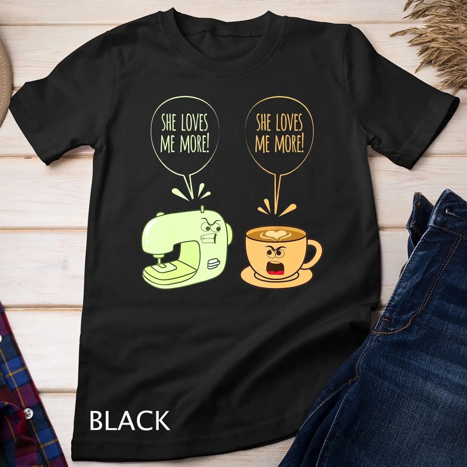 Sewing Machine Coffee Funny Sew Quilting Seamstress Sewer T-Shirt Unisex T-shirt