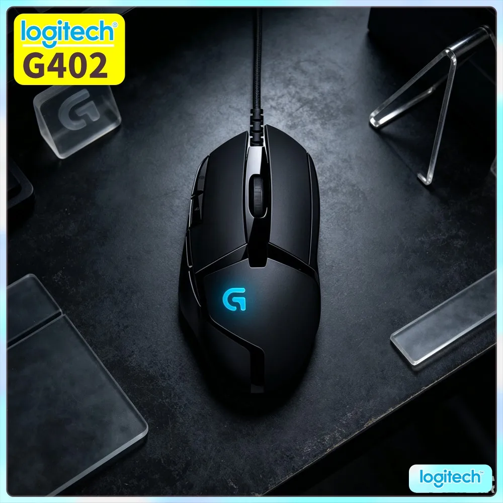 Logitech G402 Gaming Mouse 4000 DPI 8 Programmable Buttons 500 IPS Speed 1Ms Report Rate Anti-Slip Design For PC Gamers