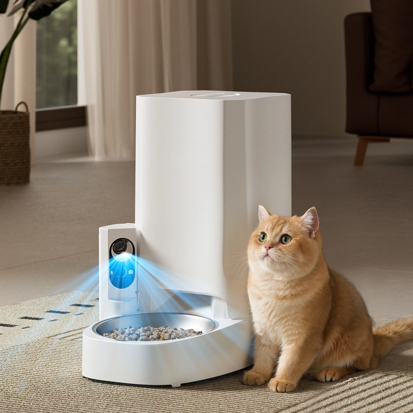 Large-capacity cat and dog smart feeding machine, video interactive automatic feeder