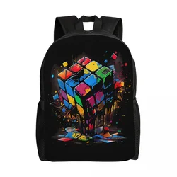 Custom Math Rubik Rubix Rubics Backpack for Men College School Student Bookbag Fits 15 Inch Laptop Graffiti Style Teachers Bags