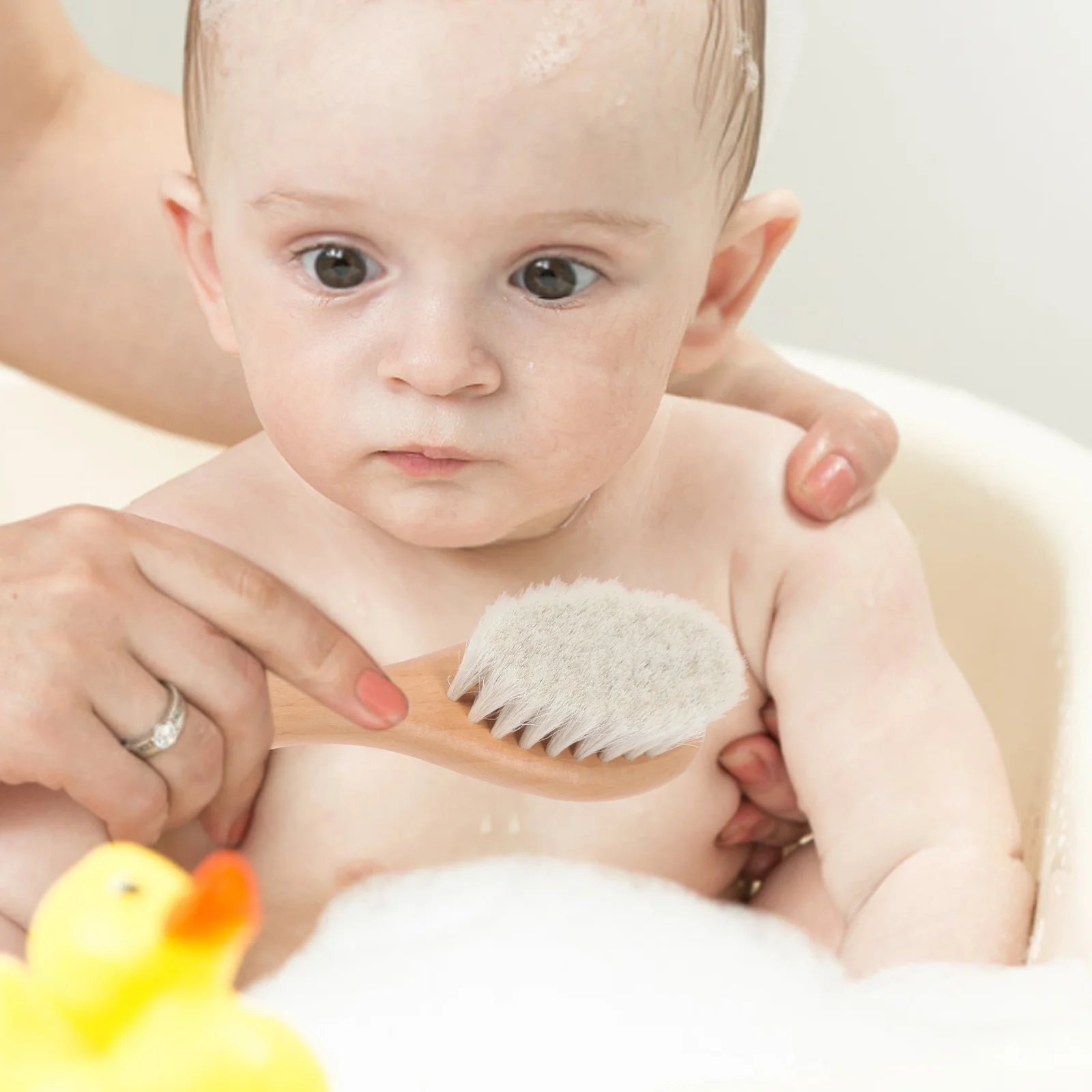 

2Pcs Durable Wool Hair Brush Comb Set Baby Bathing Comb Scalp Stimulating Detangling Wooden Tool Baby Bathing Brush