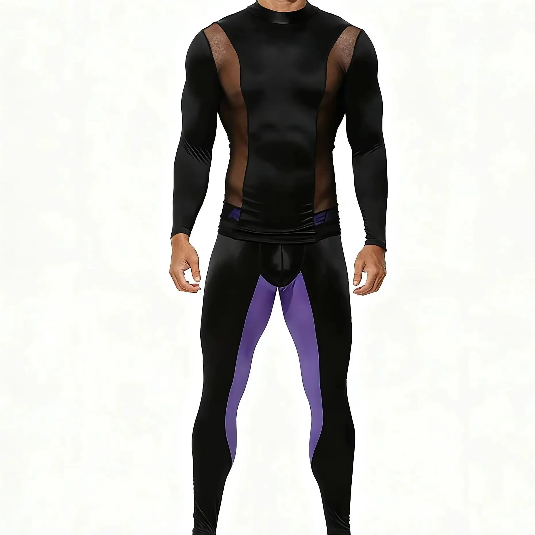 unique Hot pants men's leggings single piece tight ultra-thin elastic ice silk fully transparent transparent fitness shorts