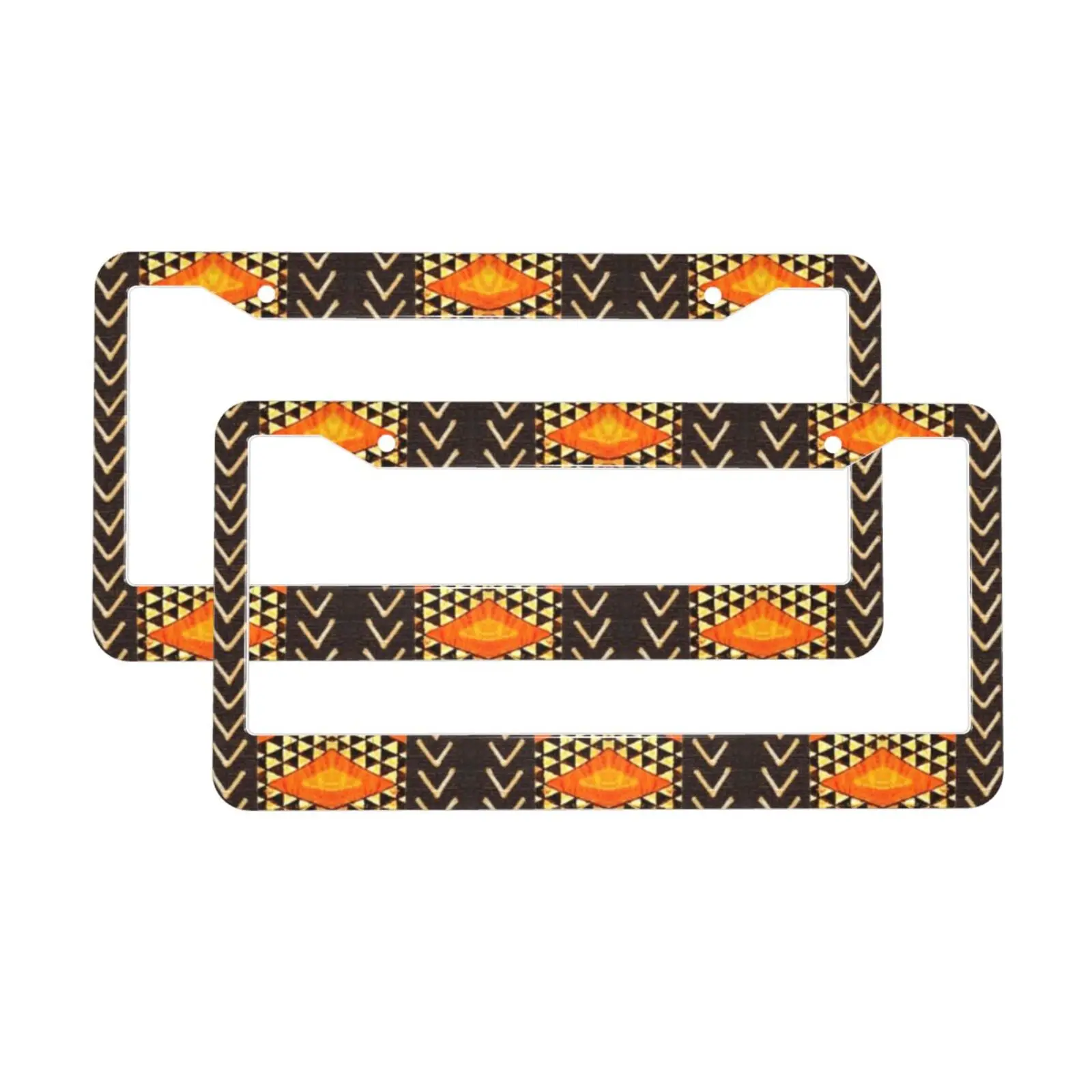 Afrocentric African Pattern Print Standard Aluminum Alloy Car License Plate Cover Car Accessories Waterproof License Plate Cover