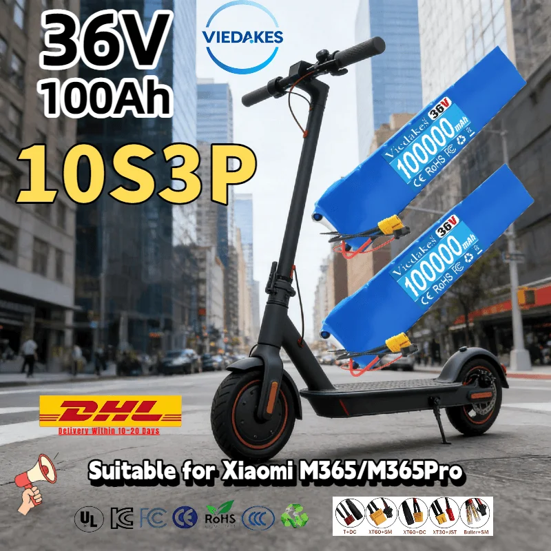 

Hot-Trending10S3P 36V 100Ah 18650 lithium battery suitable for Xiaomi M365/M365pro electric scooter with Buller+SM/T+DC port