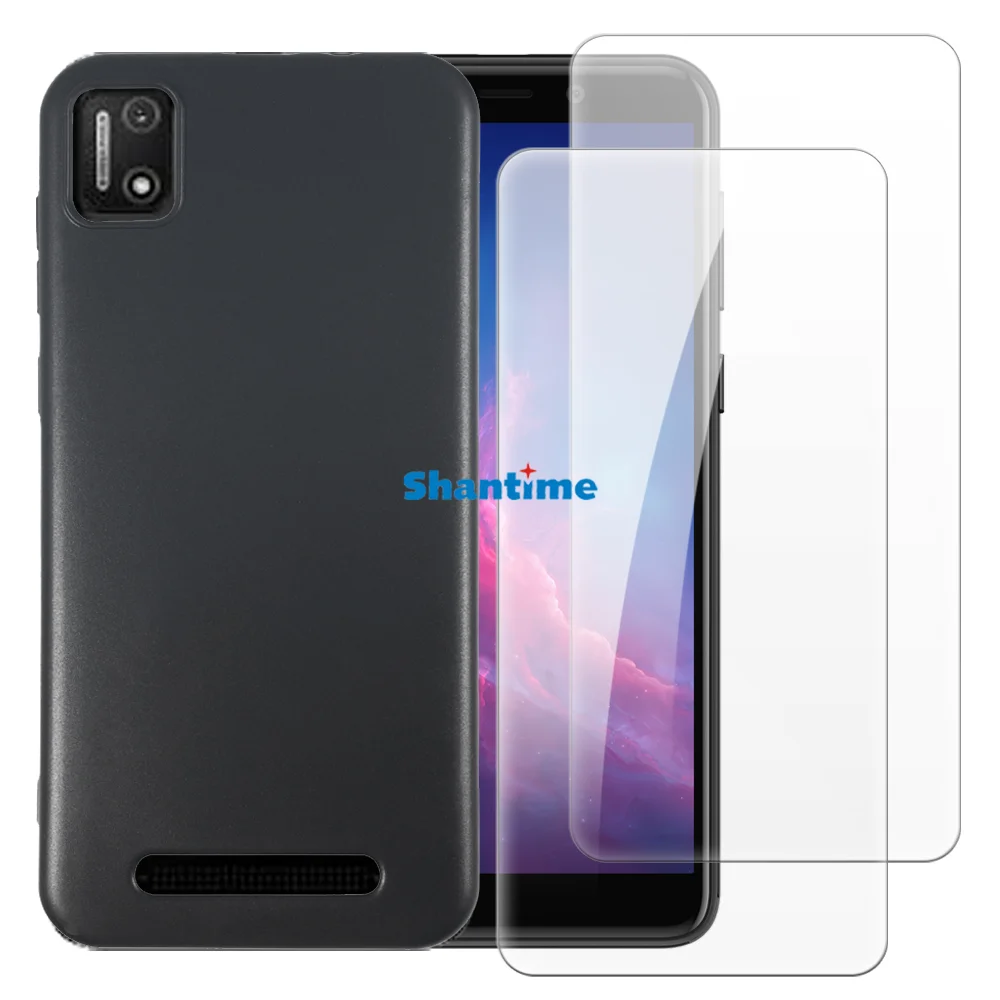 Soft Case + 2 Pack Tempered Glass Screen Protectors for Cloud Mobile Stratus C7 Full-Body Protection