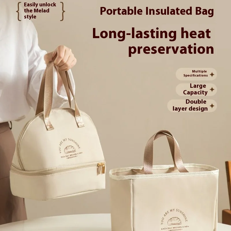 حقيبة غداء سميكة مقاومة للماء صندوق غداء من البوليستر للنزهات صندوق غداء معزول بسعة كبيرة حقيبة تبريد عازلة محمولة