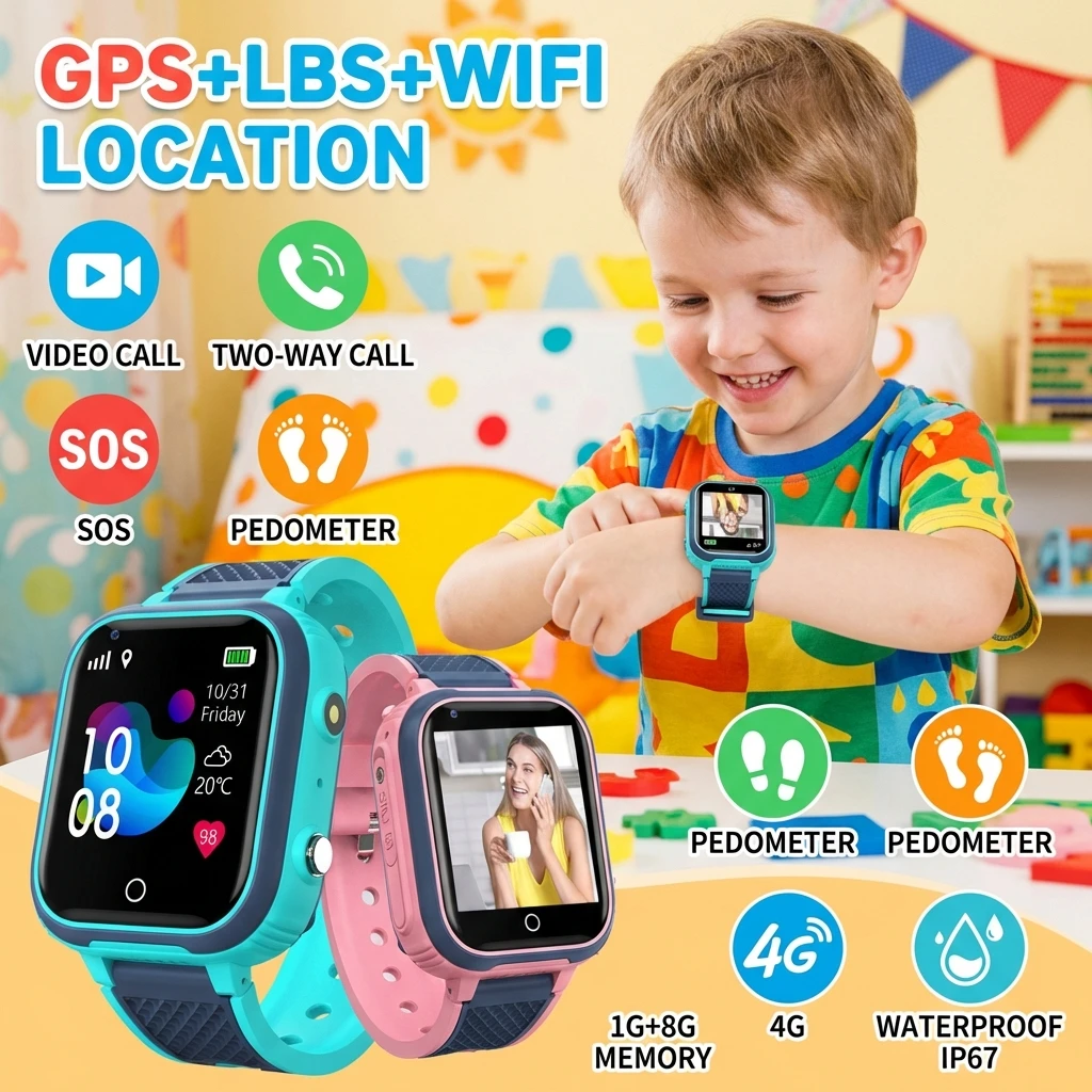 

Новые умные часы для детей с 4G, GPS, Wi-Fi, видеозвонками, SOS, мониторингом, отслеживанием местоположения, телефоном, подарок для мальчиков и девочек