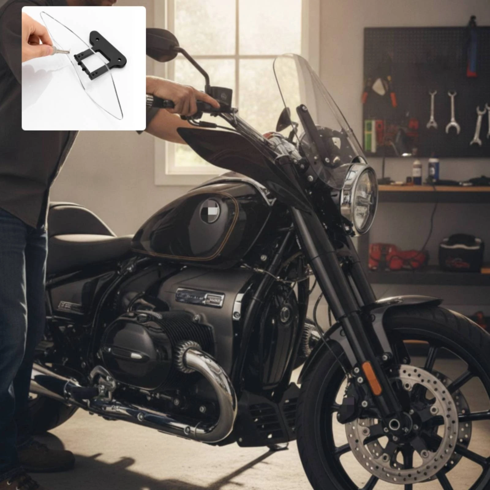 Motorcycle Side Wind Deflectors Splash-Proof Motorcycle Wind Deflector with Bracket Windscreen Weather-Resistant Easy to Install