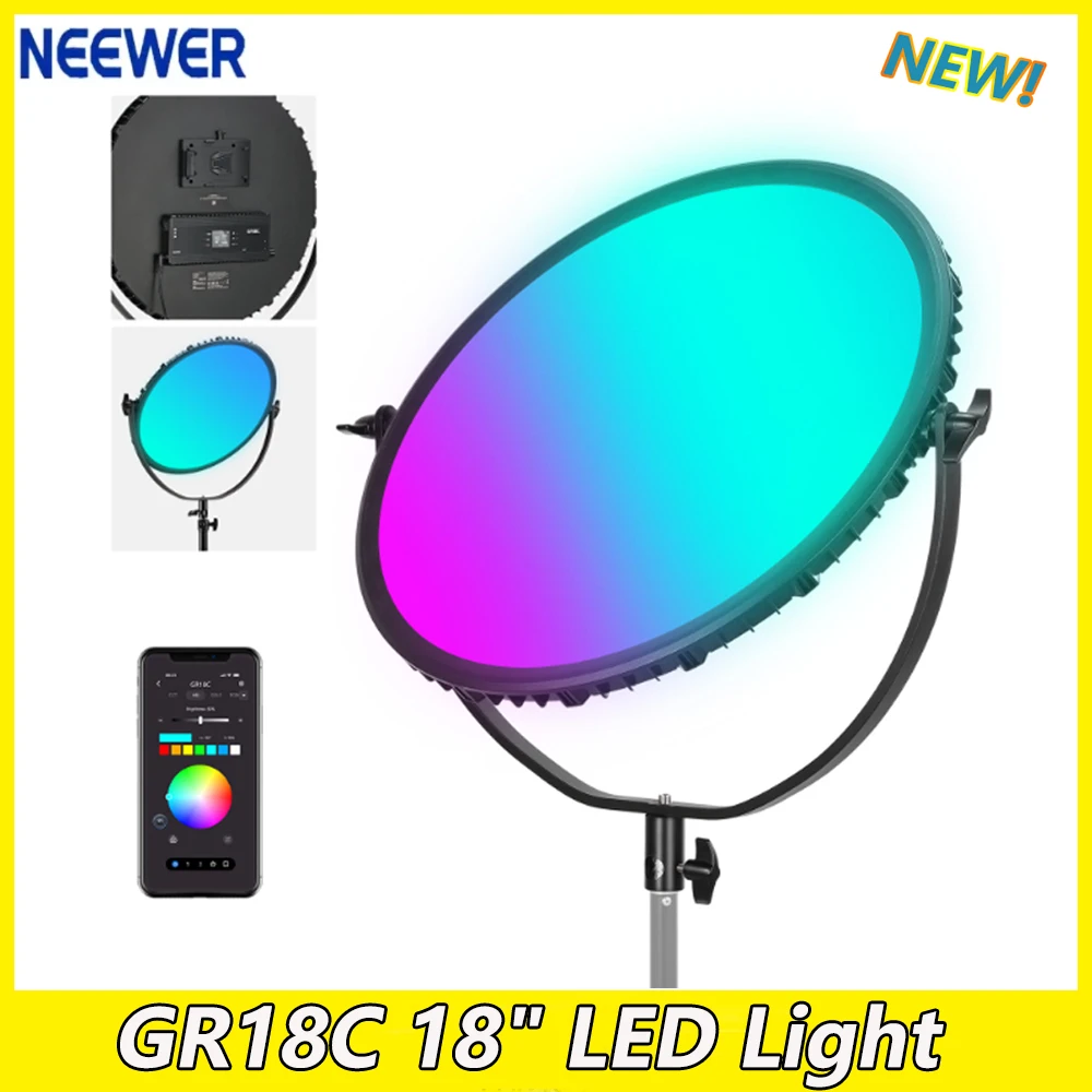 

NEEWER GR18C 18" LED Round Panel Video Light 2500K~8500K Bi-color APP Control for Portraits Fashion Shots Live Streaming