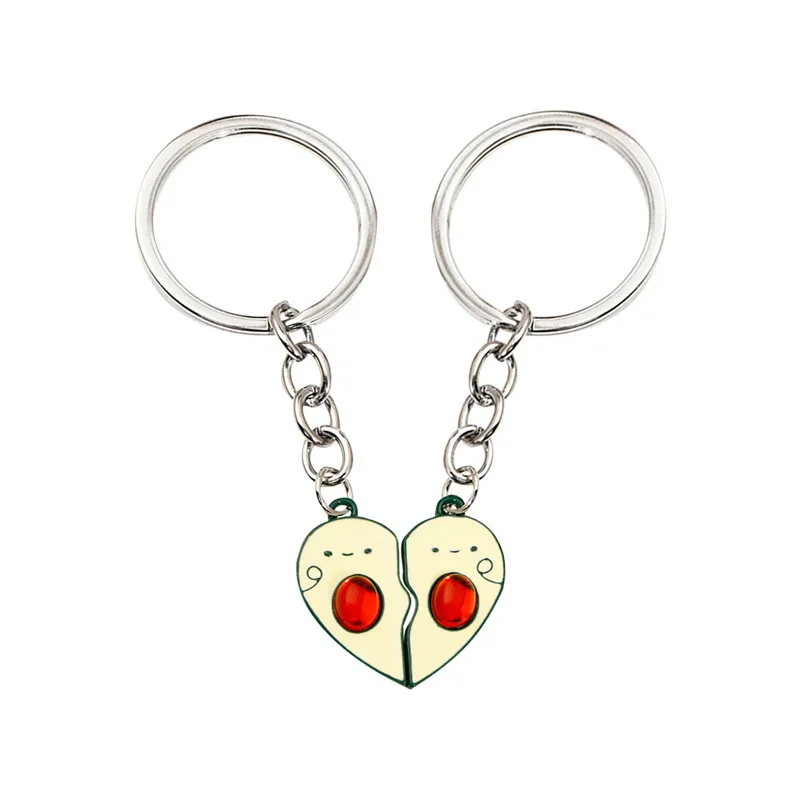 2pcs/Set Korean Girl Heart Keychain Cute Drop Oil Avocado Handbag Pendant Best Friend Couple Keychain Jewelry Accessories