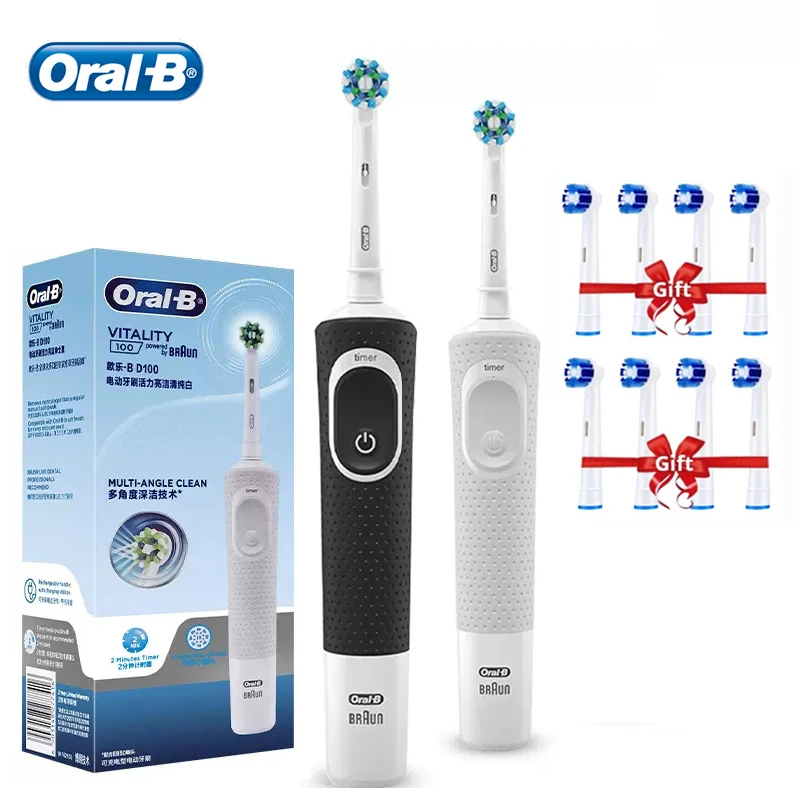 

Электрическая зубная щетка Oral B Vitality Cross Action для чистки зубов, перезаряжаемая зубная щетка для взрослых, водонепроницаемая щетка с внутренней зарядкой